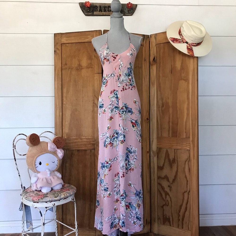 The Vanity Room Pink Floral Maxi Dress